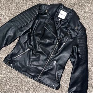 Black Padded leather Biker jacket